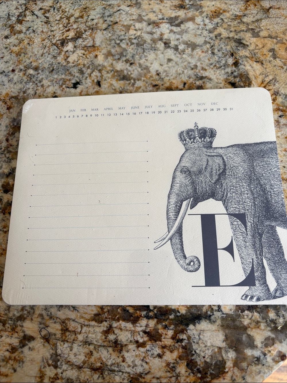 Alexa Pulitzer Elephant Desk Pad -  Elephant Initial E